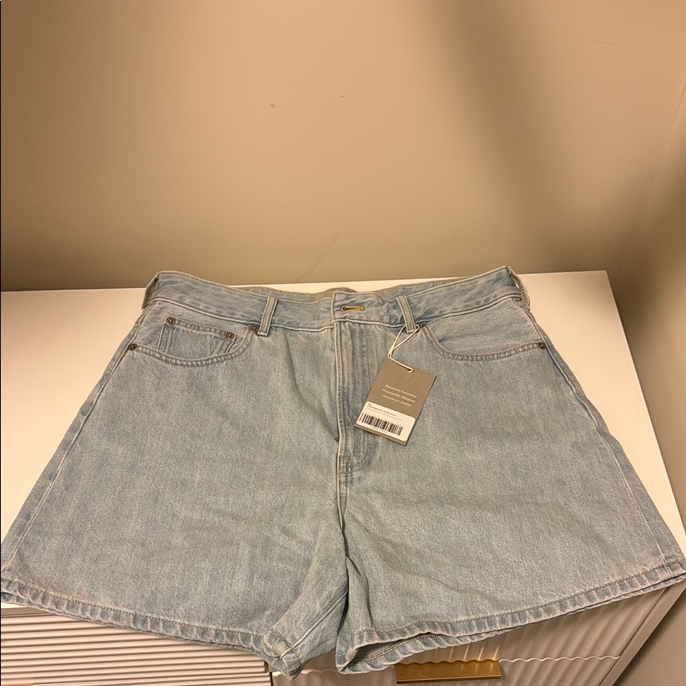Everlane Blue Jean Shorts High-Waisted Relaxed Fit